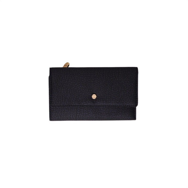 BORBONESE - Classica Portafoglio Patta Nylon Medium - Dark Black