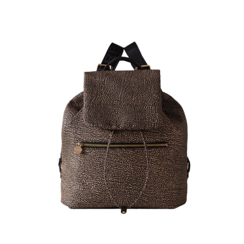 BORBONESE - Zaino Medium Nylon Riciclato OP - OP Natural/Black