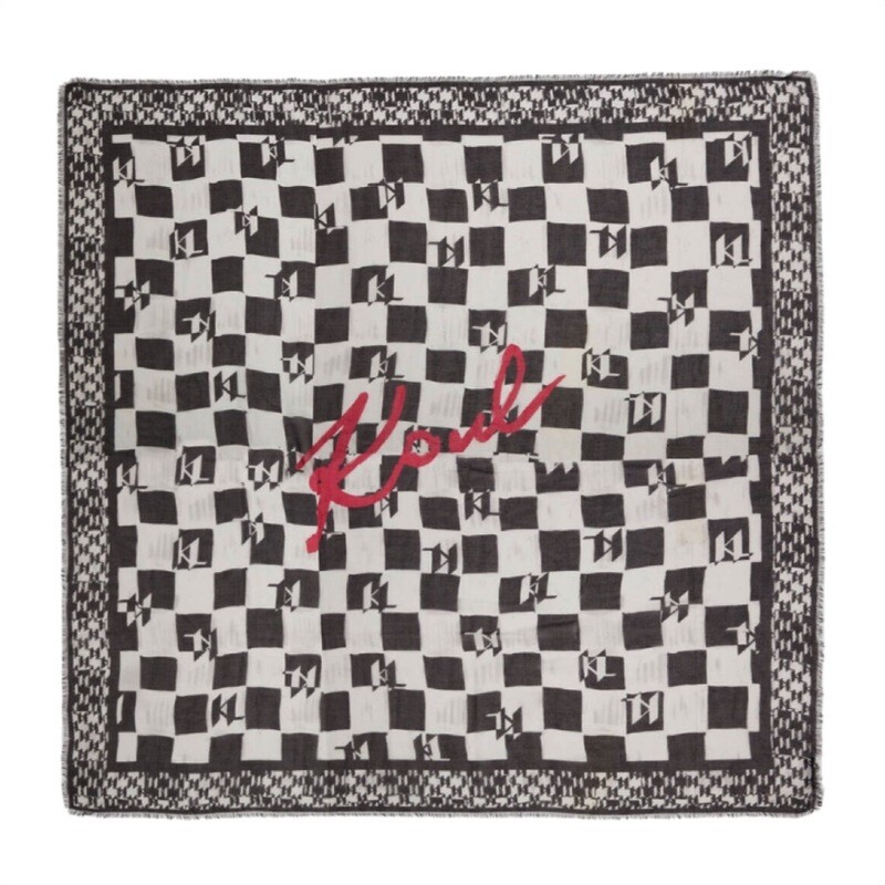 KARL LAGERFELD -Signature Sciarpa Quadri - Black/White