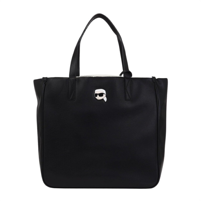 KARL LAGERFELD - (borsa di seconda mano) Ikonik Tote Reversibile in Montone - Black/Beige KARL LAGERFELD - (borsa di seconda mano) Ikonik Tote Reversibile in Montone - Black/Beige