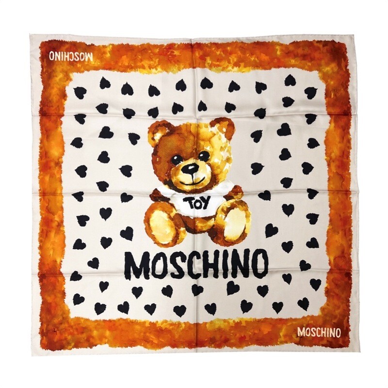 MOSCHINO - Foulard Orsetto Cuori 90x90 - Beige