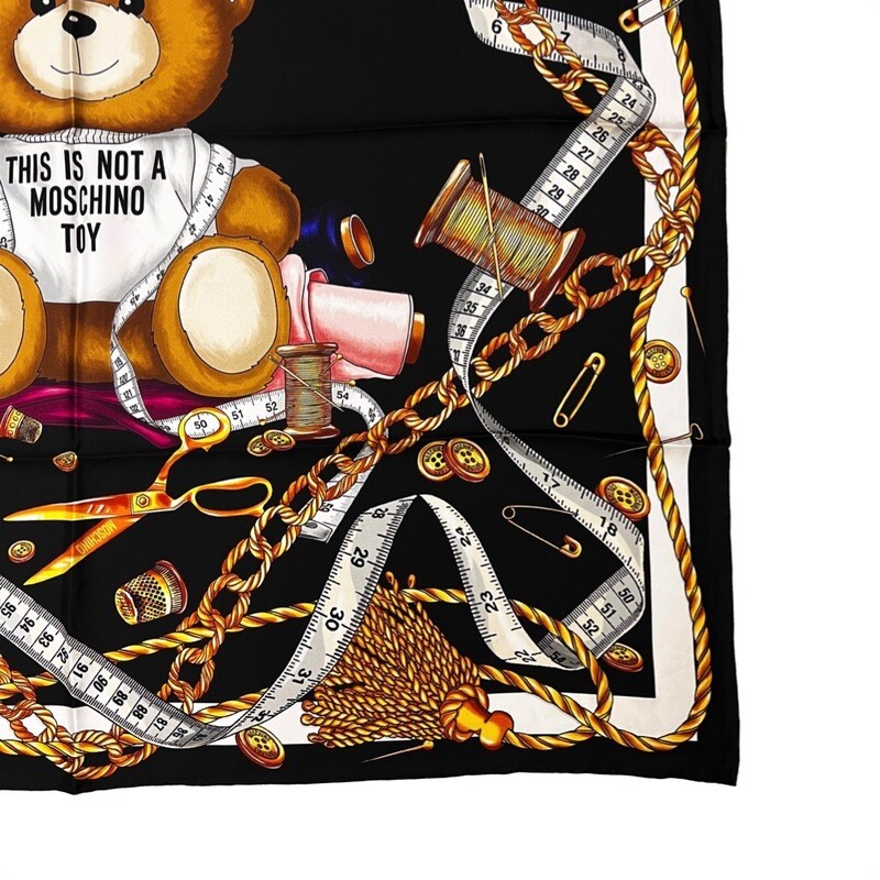 MOSCHINO - Foulard Orsetto Catene 90x90 - Nero