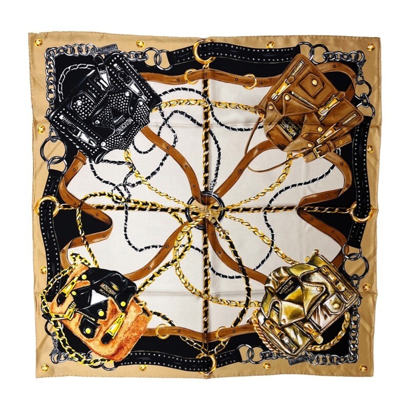 MOSCHINO - Foulard Catene 90x90 - Beige