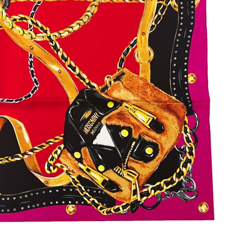 MOSCHINO - Foulard Catene 90x90 - Fuxia