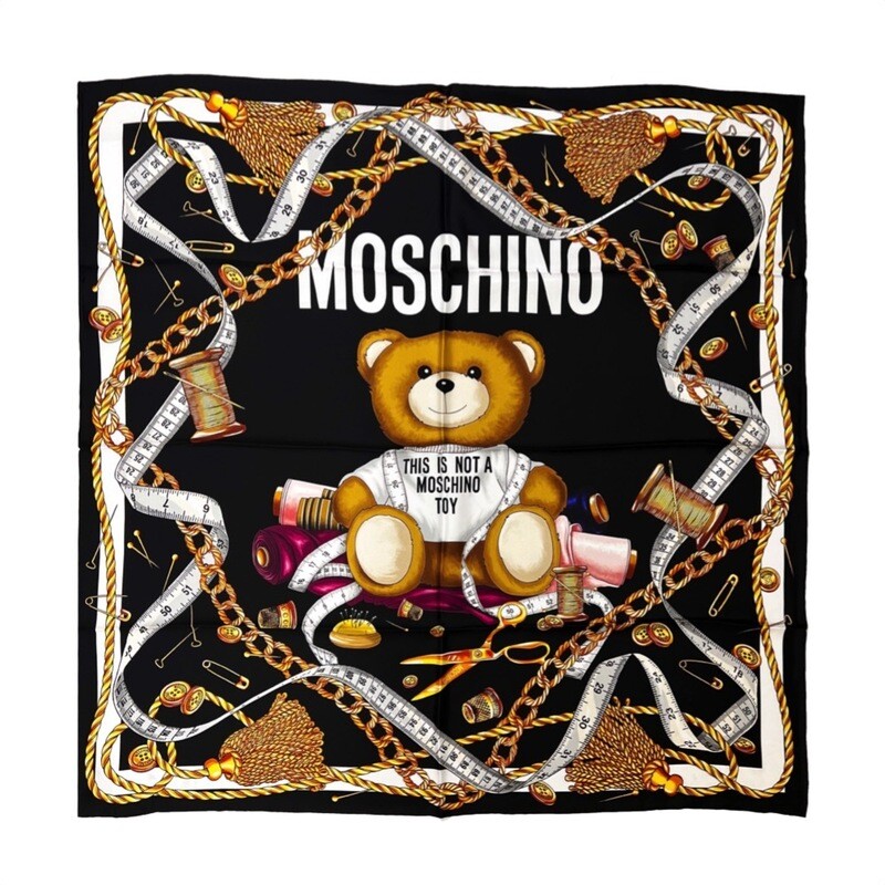 MOSCHINO - Foulard Orsetto Catene 90x90 - Nero