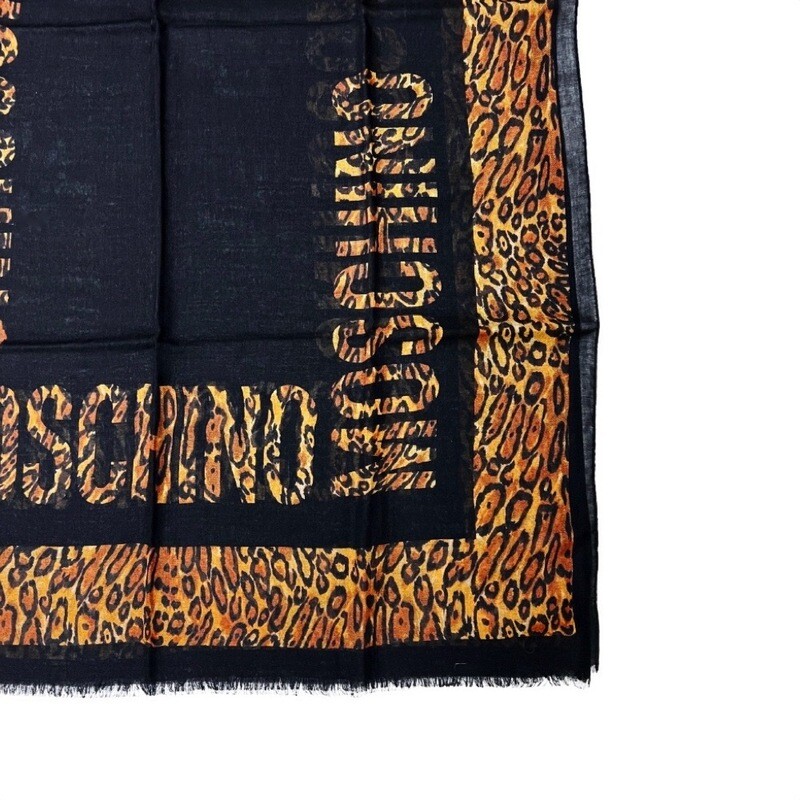 MOSCHINO - Sciarpa Logo Animalier - Nero