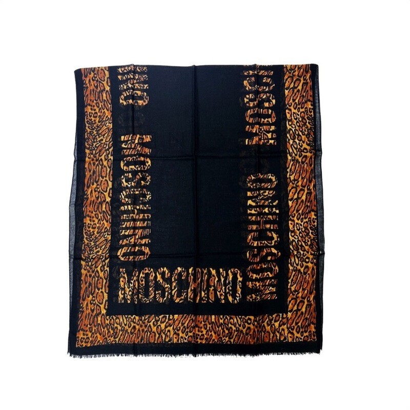 MOSCHINO - Sciarpa Logo Animalier - Nero