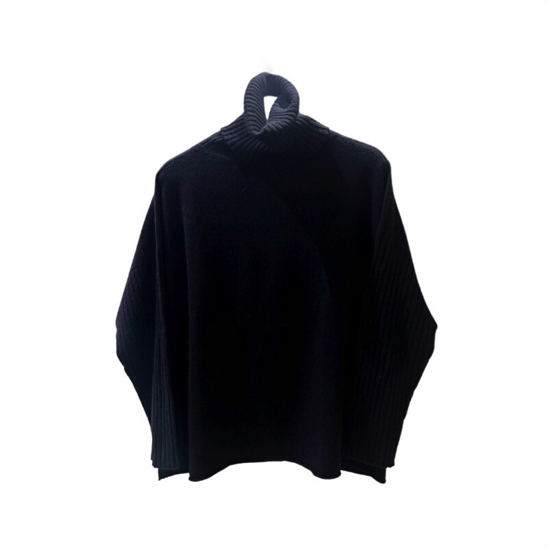 RIVIERA CASHMERE - Maglia Collo Alto Coste - Nero