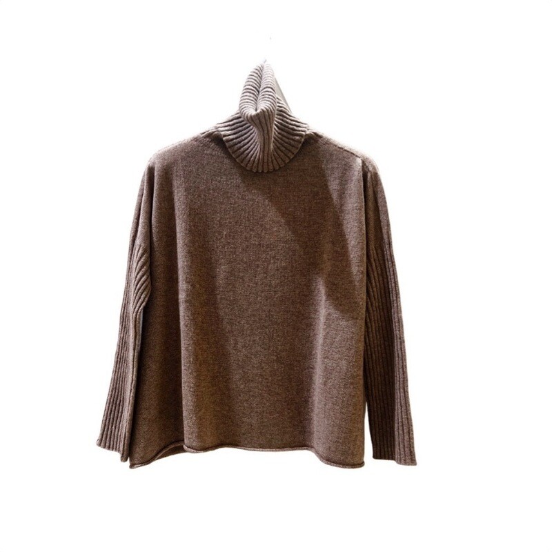 RIVIERA CASHMERE - Maglia Collo Alto Coste - Brown