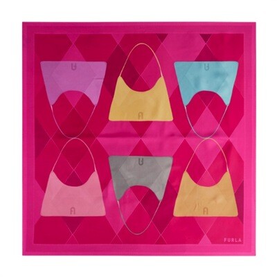 FURLA - Foulard Tortona Carrè Borse Diamante 90x90 - Pop Pink