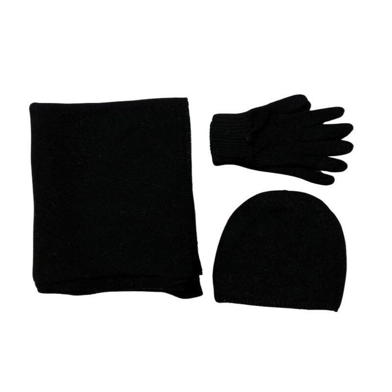 SG - Tris Kit sciarpa, cappello e guanti - Nero