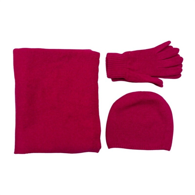 SG - Tris Kit sciarpa, cappello e guanti - Fuxia