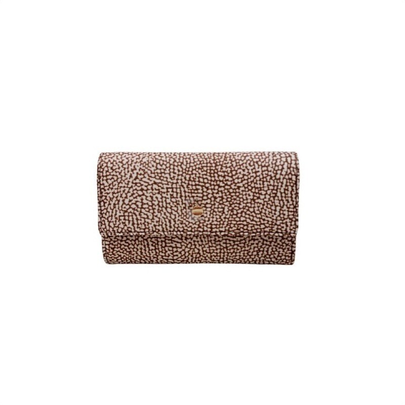 BORBONESE - Classica Portafoglio Patta Nylon Medium - Beige/Brown