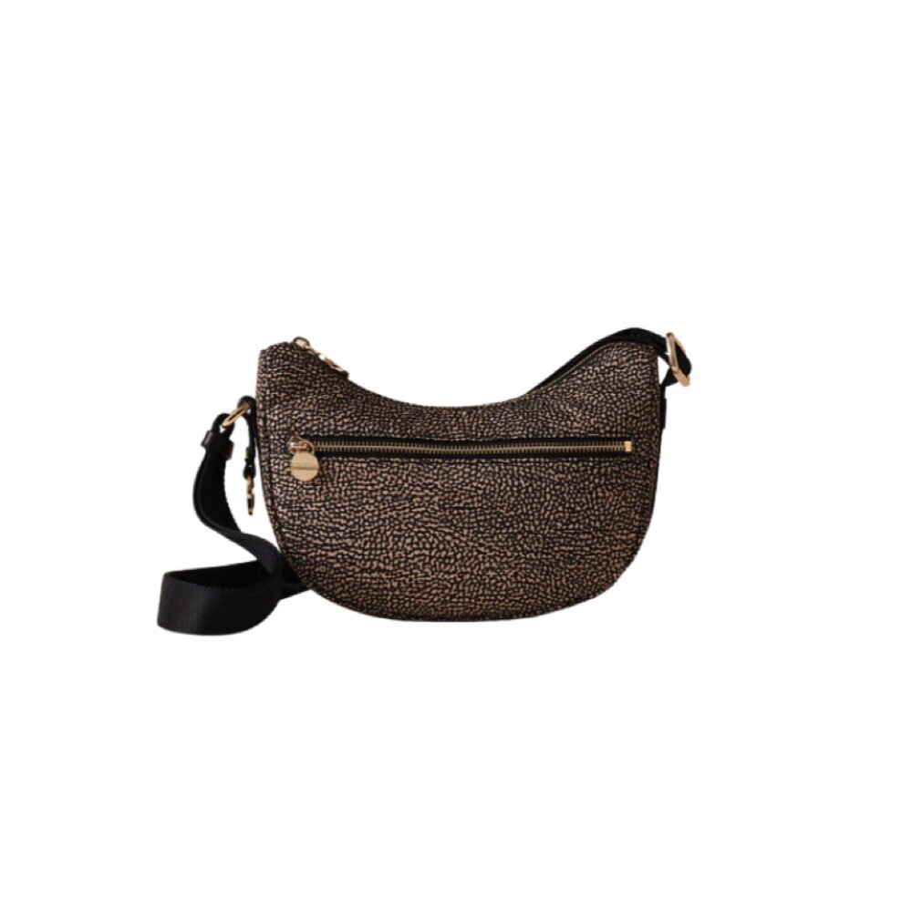 BORBONESE - Luna Bag Mini Nylon Riciclato OP con zip - Op Natural/Black