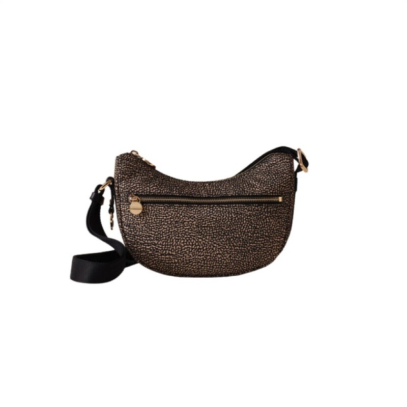 BORBONESE - Luna Bag Mini Nylon Riciclato OP con zip - Op Natural/Black