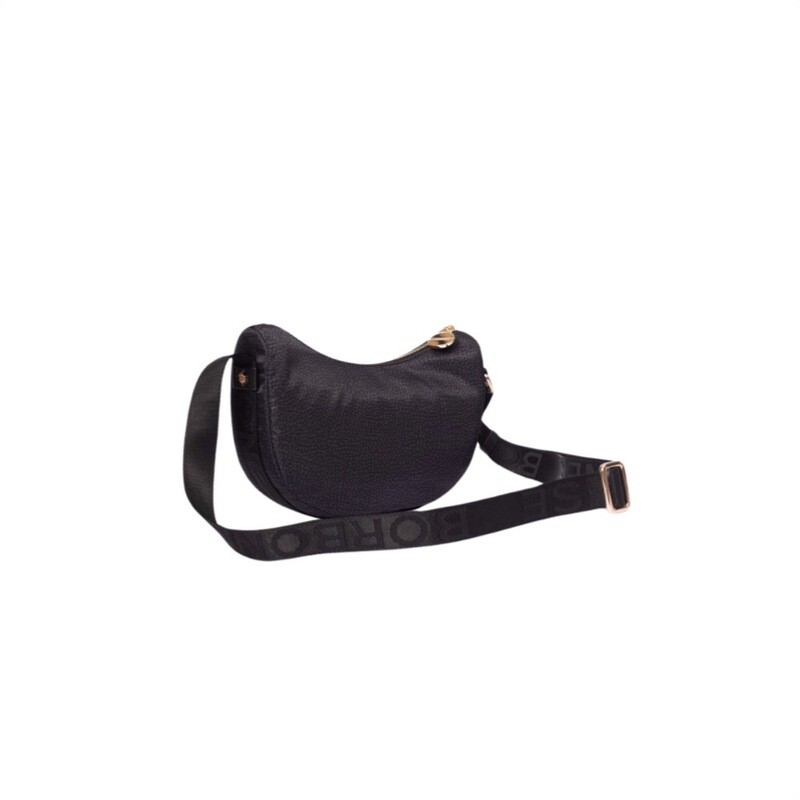 BORBONESE - Luna Bag Mini Nylon Riciclato OP con zip - Dark Black