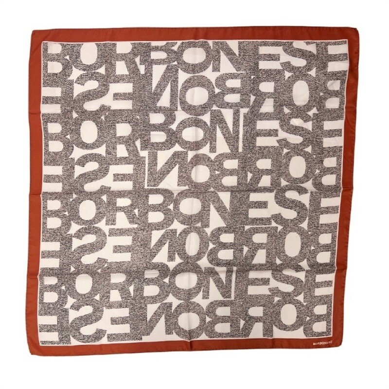 BORBONESE - Foulard Logomania 90x90 - Terracotta/Chantilly Cream