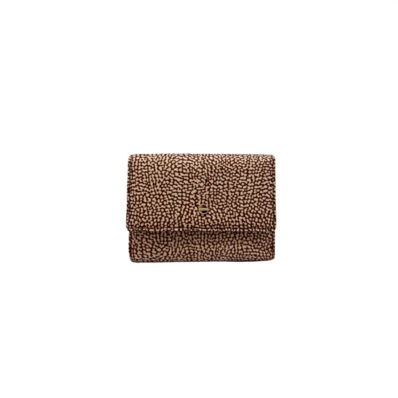 BORBONESE - Classica Portafoglio Patta Nylon Small - Beige/Brown