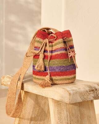 MANEBÍ - Beach Bucket Weaving - RustTan/MineralGreen/Lavender