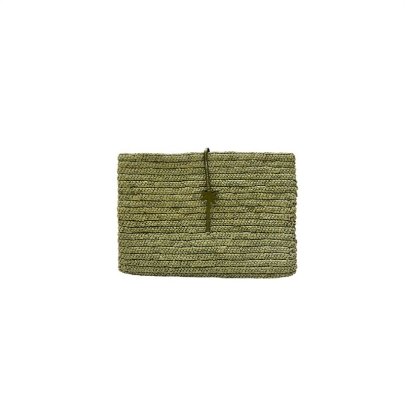 MANEBÍ - Raffia Clutch - Mineral Green