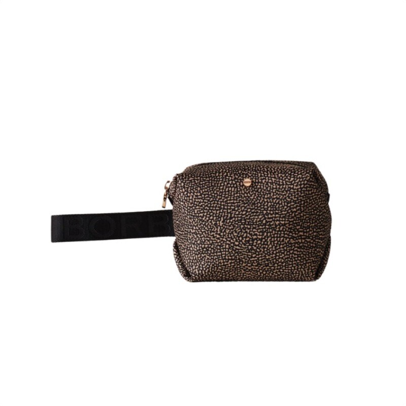 BORBONESE - Beauty Case in Nylon OP - Op Natural/Black
