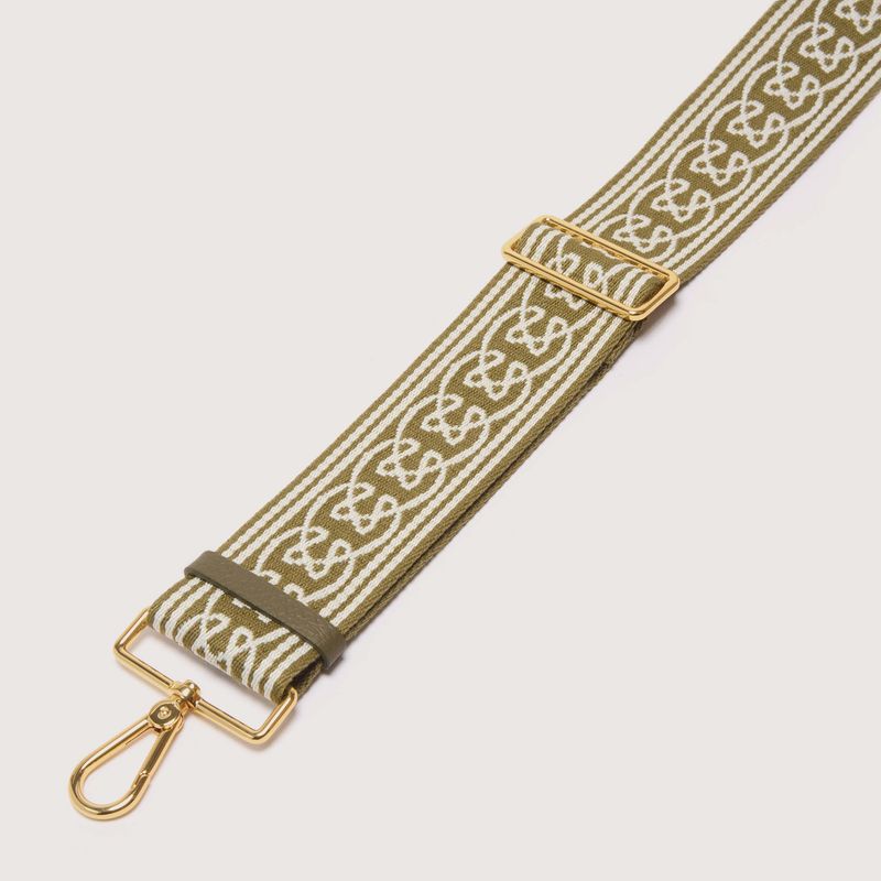 COCCINELLE - Tracolla Decoro in tessuto - Multi Laurel Green/Lambskin White