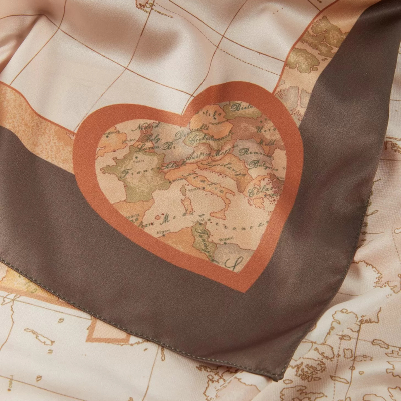 ALVIERO MARTINI - Foulard Cuori 90x90 - Khaki