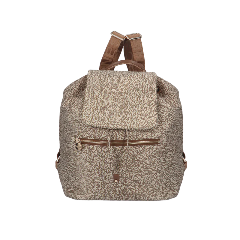 BORBONESE - Zaino Medium Nylon Riciclato OP - Beige/Brown BORBONESE - Zaino Medium Nylon Riciclato OP - Beige/Brown