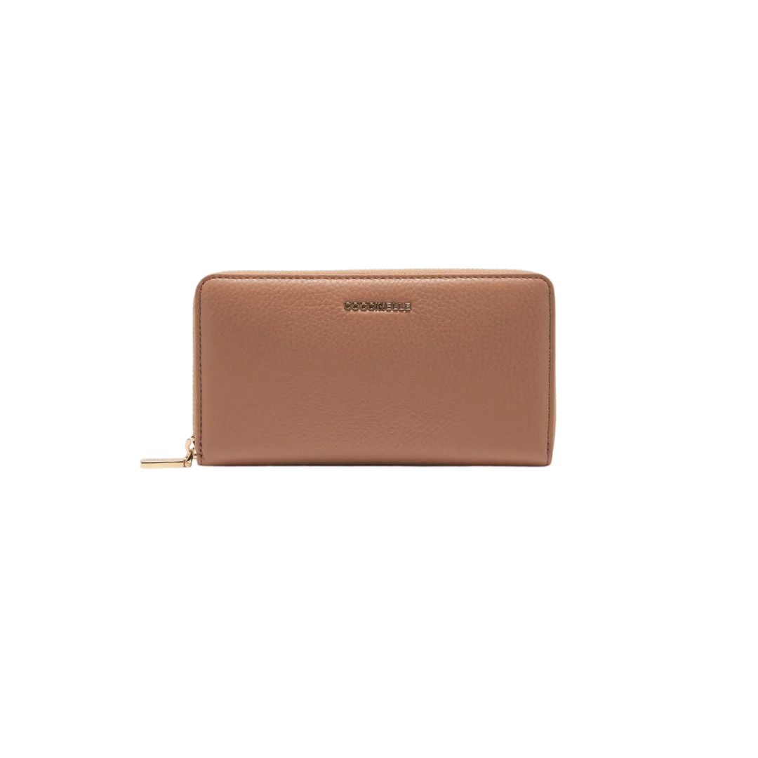 COCCINELLE - Metallic Soft Portafoglio Grande Zip Around - Skin