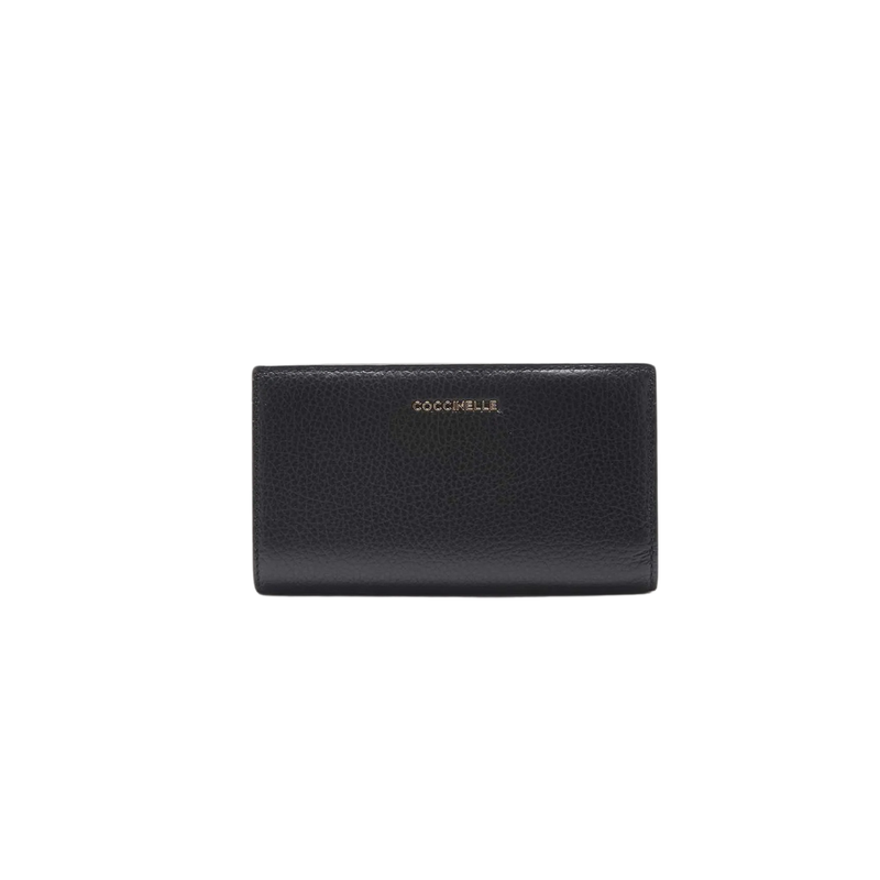 COCCINELLE - Metallic Soft Portafoglio doppio con zip - Noir