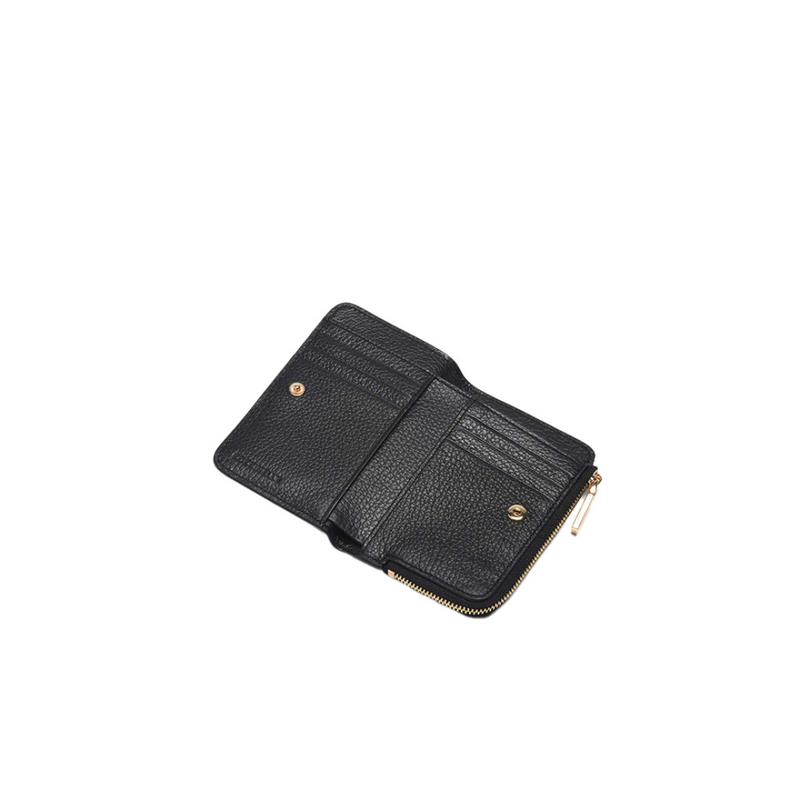 COCCINELLE - Metallic Soft Portafoglio compatto con zip - Noir