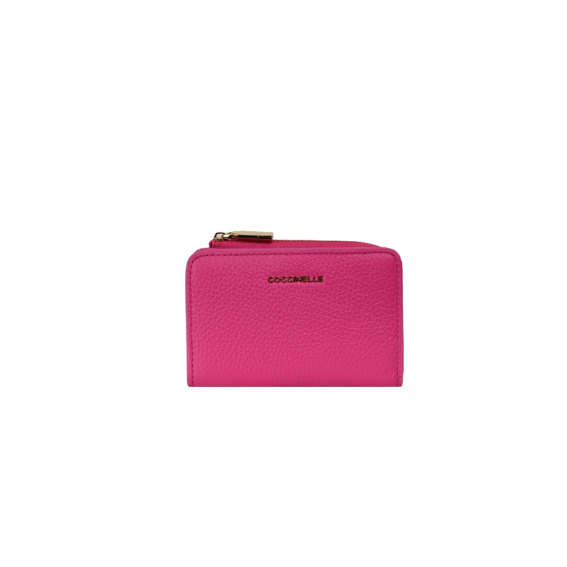 COCCINELLE - Metallic Soft Portafoglio compatto con zip - New Fuxia