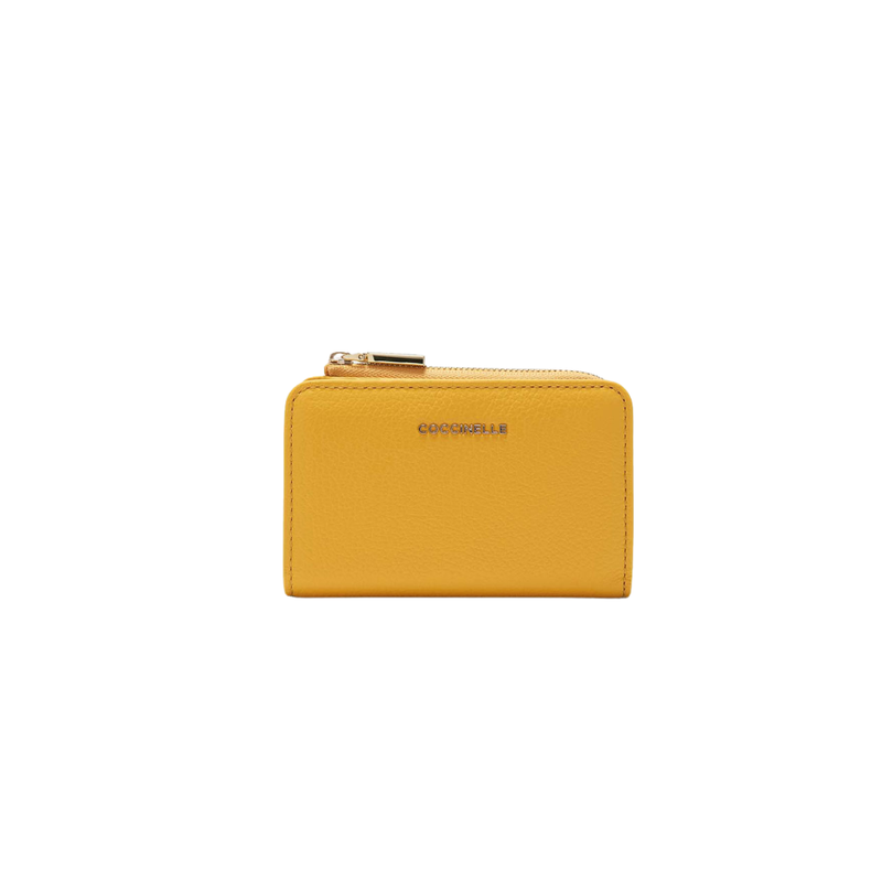 COCCINELLE - Metallic Soft Portafoglio compatto con zip - Soleado