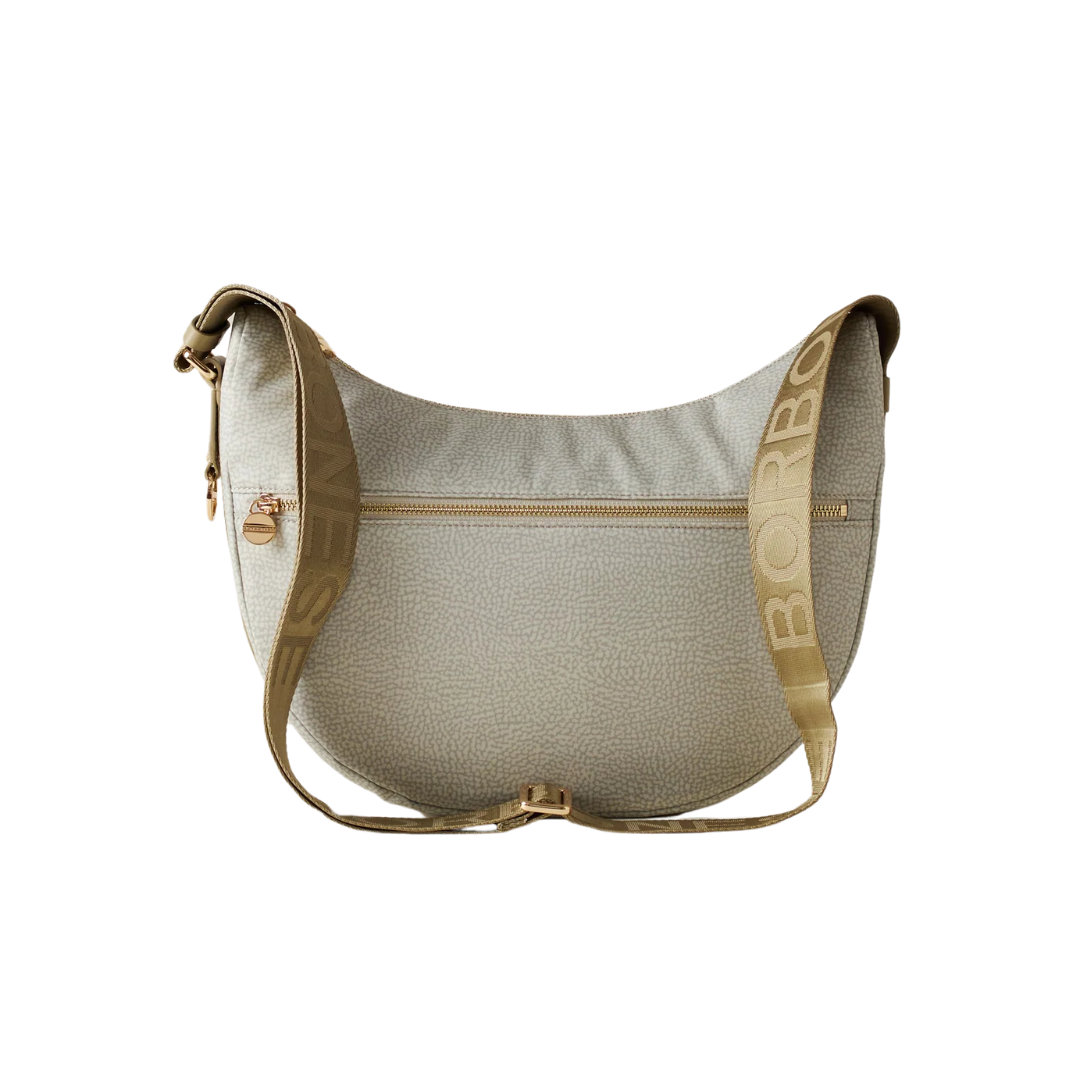 BORBONESE - Luna Bag Middle Nylon Riciclato OP con zip - Beige/Brown