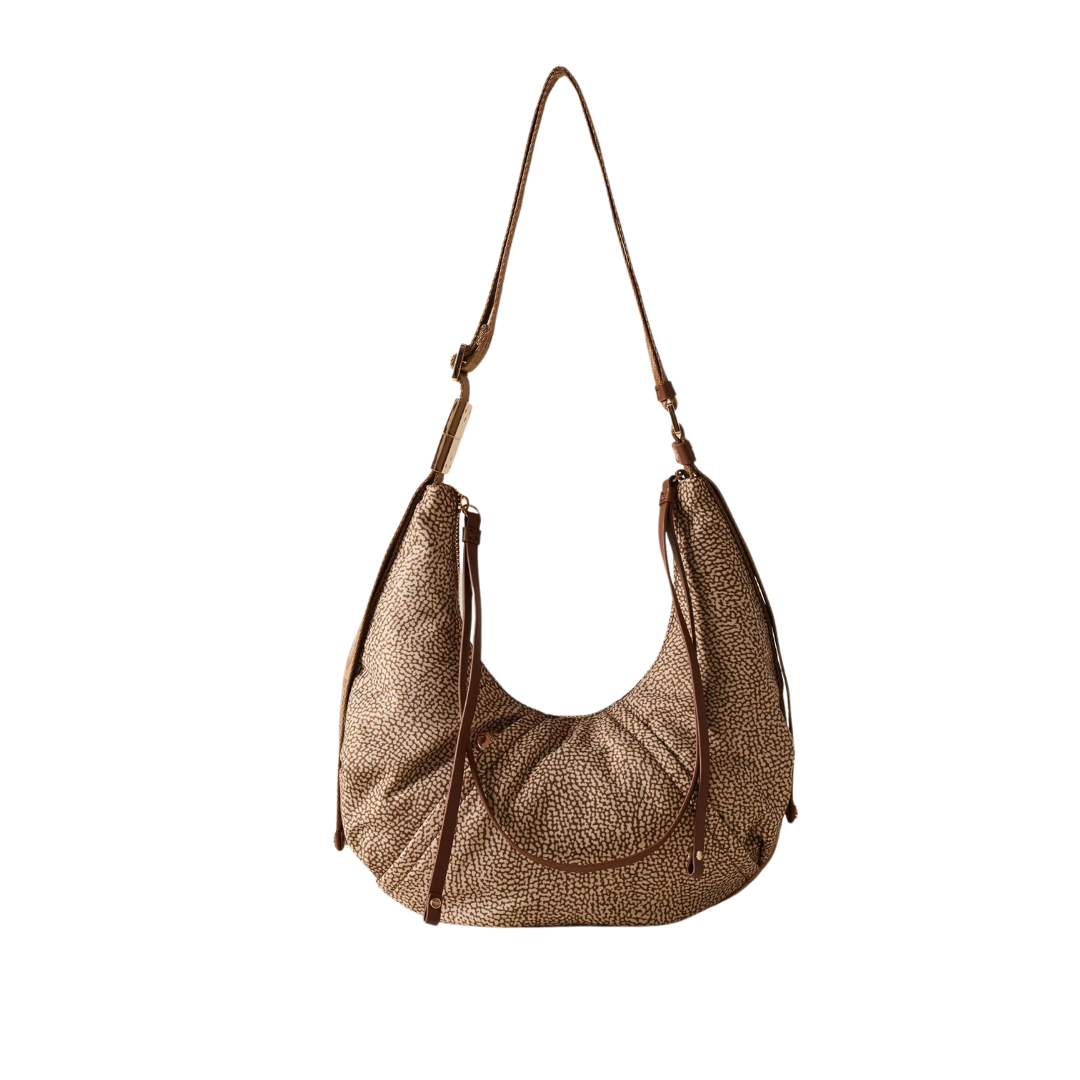BORBONESE - Croissant Hobo Small -  Beige/Brown