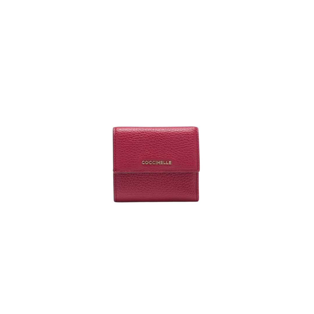 COCCINELLE - Metallic Soft Portafoglio Mini c/patta - Sangria