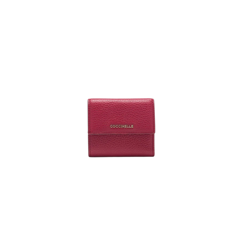 COCCINELLE - Metallic Soft Portafoglio Mini c/patta - Sangria