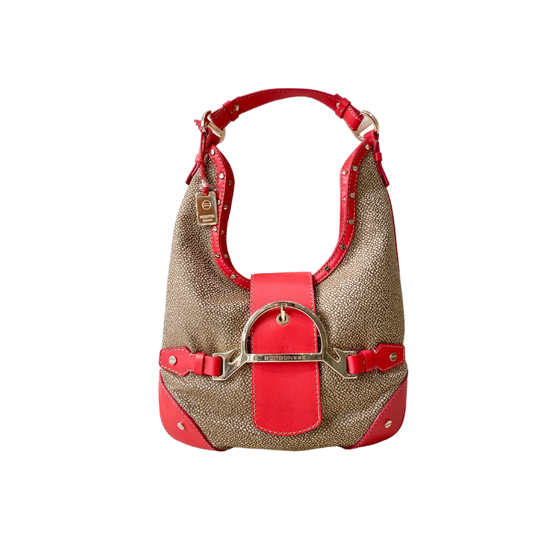BORBONESE - (borsa di seconda mano) Hobo staffa - Nat.Op/Red