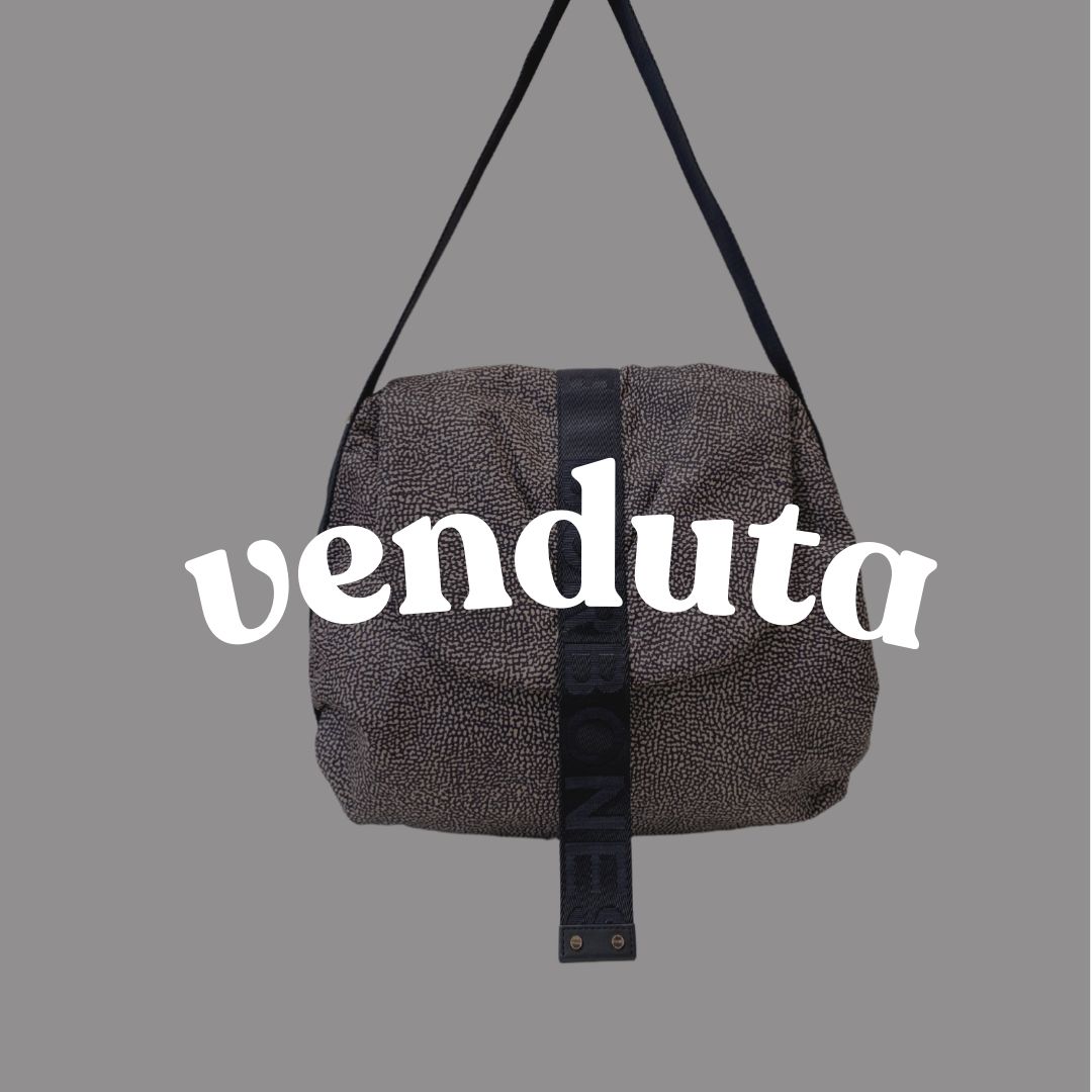 BORBONESE - (borsa di seconda mano) Cloudette Nylon Hobo Large - OP Natural/Black