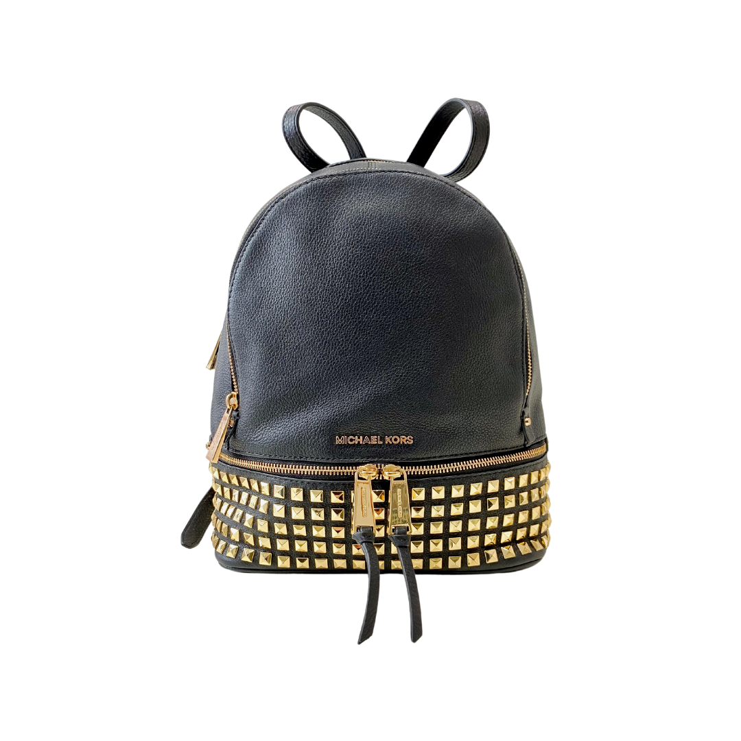 MICHAEL KORS - (borsa di seconda mano) Zaino Rhea medio in pelle con borchie - Black