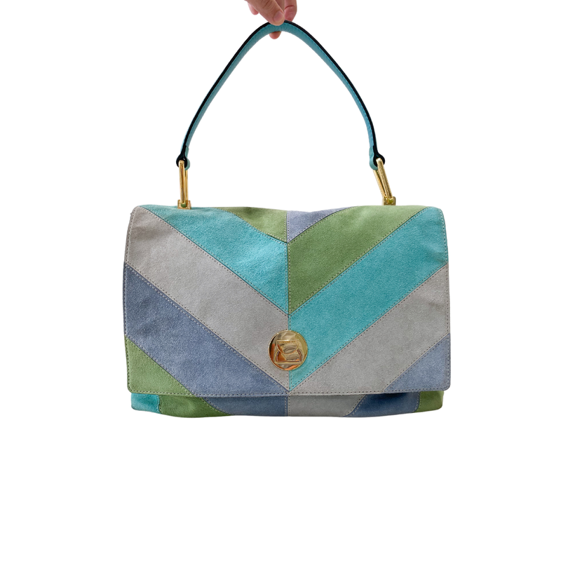 COCCINELLE - (borsa di seconda mano) Liya scamosciata tur/azu/ver/iri