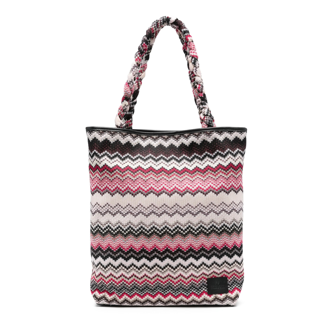 MISSONI - Flat Tote Wave Frabric Large - Black Zig Zag