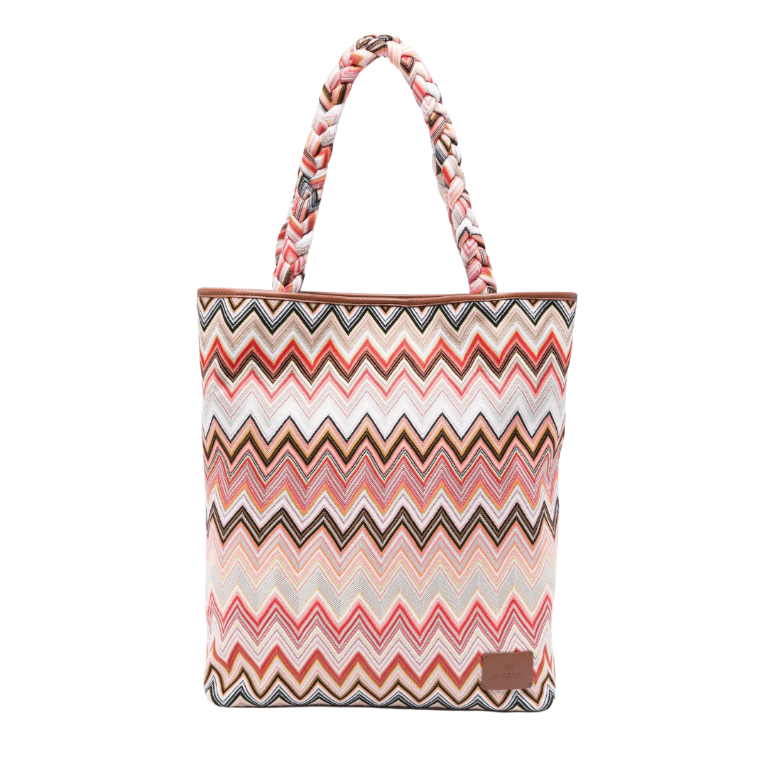 MISSONI - Flat Tote Wave Frabric Large - Red Zig Zag