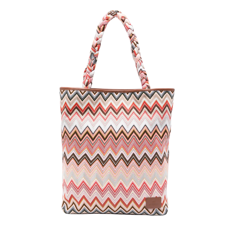 MISSONI - Flat Tote Wave Frabric Large - Red Zig Zag