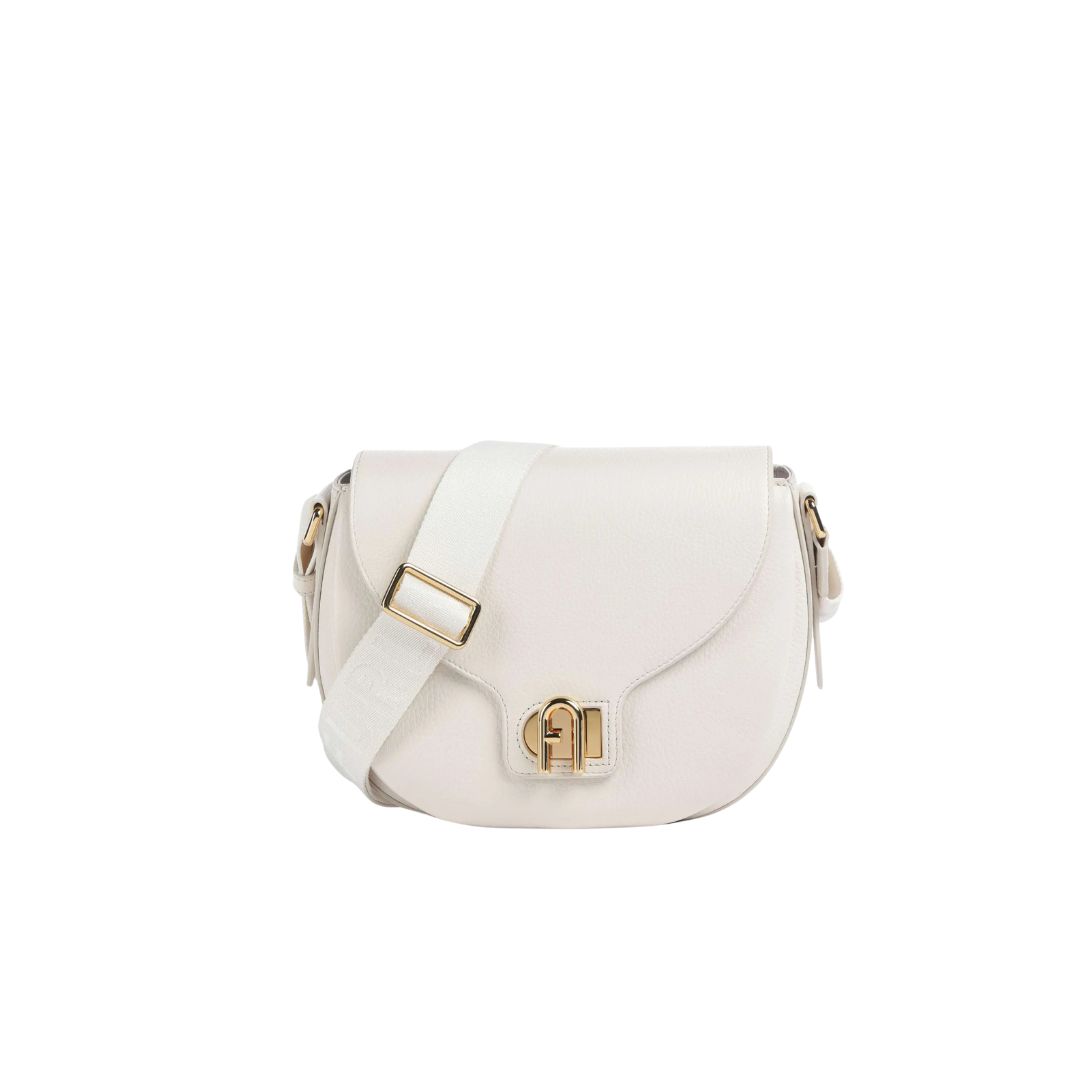 FURLA - Lotus Borsa a tracolla pelle granulata Panna