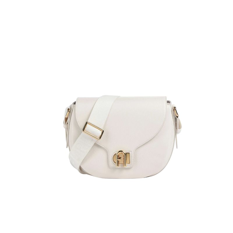 FURLA - Lotus Borsa a tracolla pelle granulata Panna
