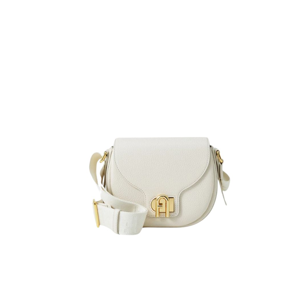 FURLA - Lotus S Borsa a tracolla pelle granulata Panna