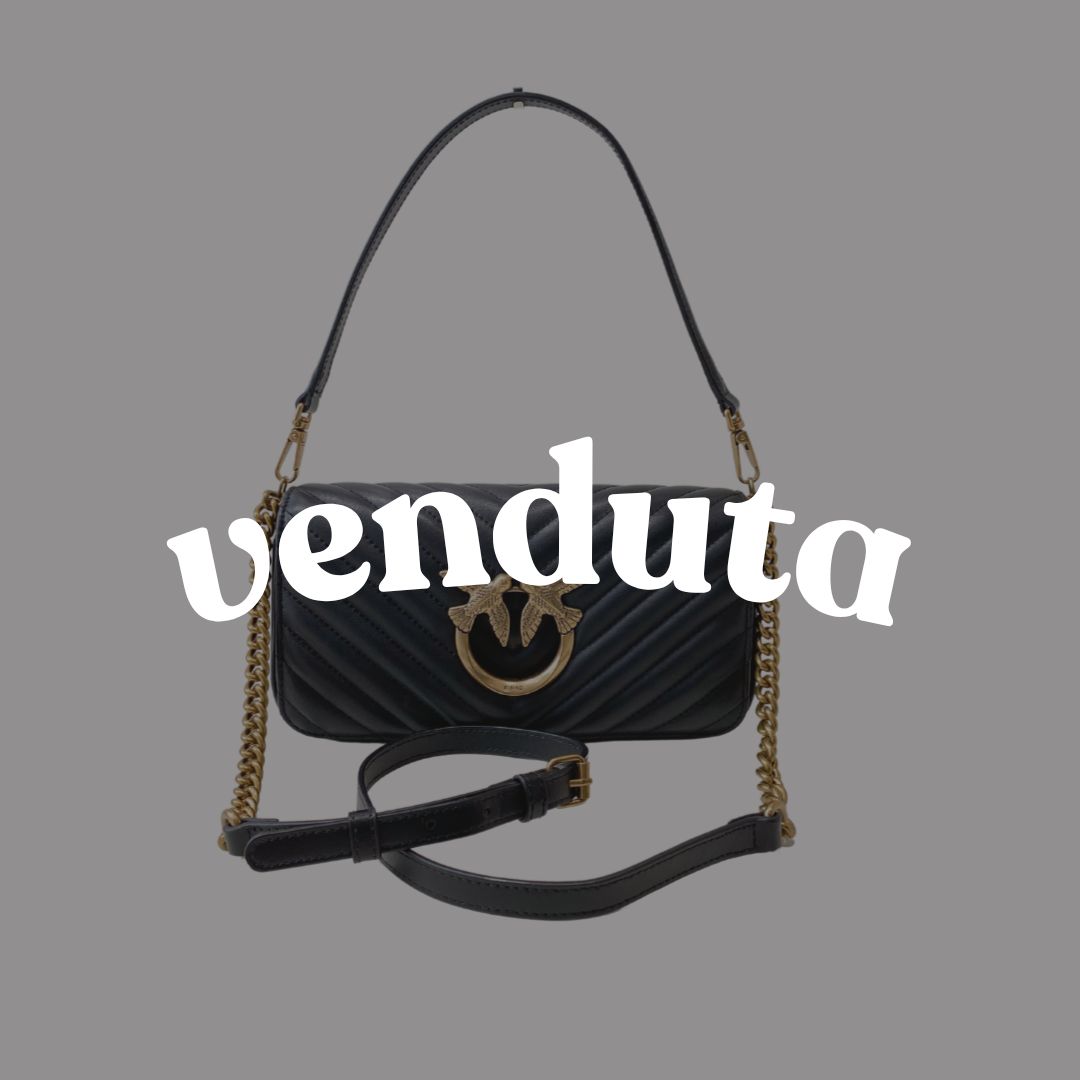 PINKO - (borsa di seconda mano) - Love Click Baguette Mini Chevron - Black/Oro