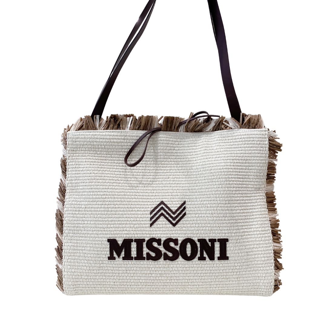 MISSONI - (Borsa di seconda mano)  Tote Large Rafia - Naturale/Testa di Moro