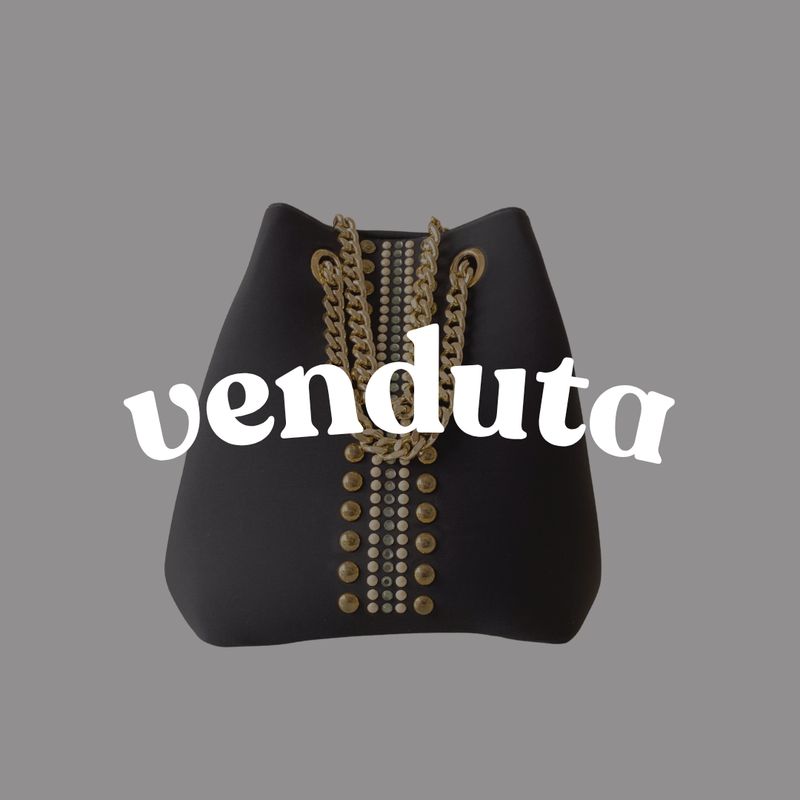 LA FILLE DES FLEURS - (borsa di seconda mano) Secchiello con borchie neoprene - Nero